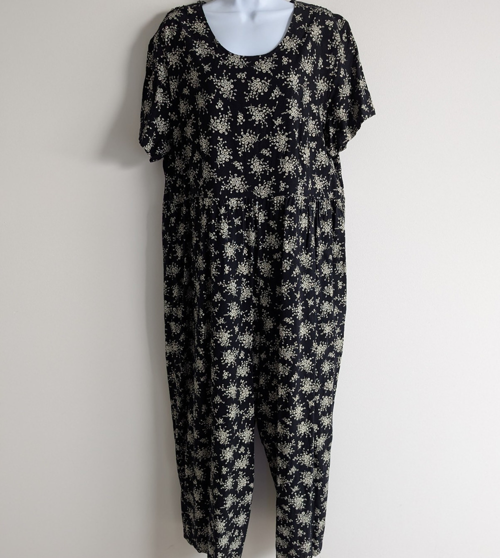 Vintage Jumpsuit Womens 13 Floral 80s Decked Out Boho Festival Goth Cottage 90s